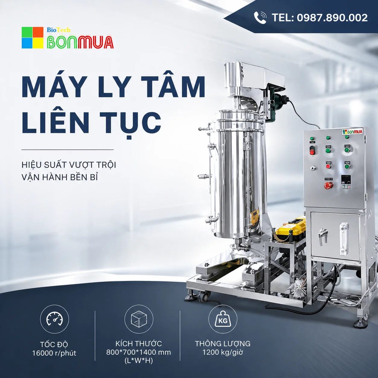 Máy Ly Tâm Liên Tục Bốn Mùa Biotech: Giải Pháp Tách Chất Siêu Tốc