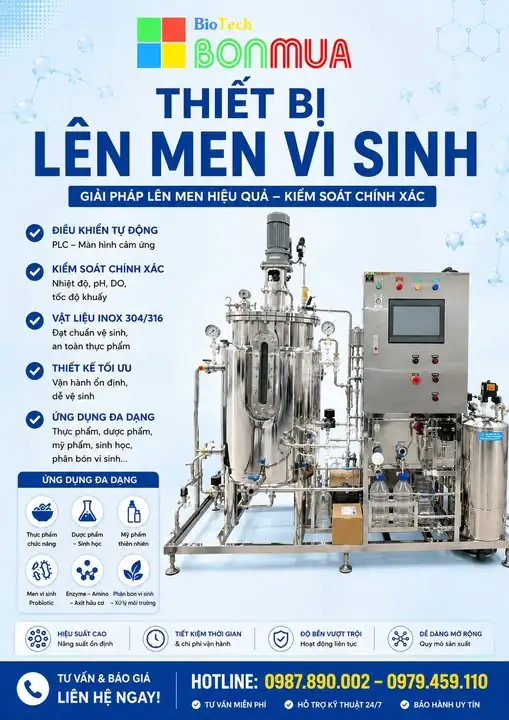Thiết Bị Lên Men Vi Sinh Bốn Mùa Biotech - Hệ Thống Bioreactor Tự Động